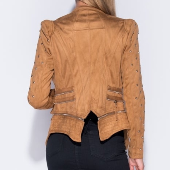 Suedette Zipper Biker Jacket - Picture 3 of 5